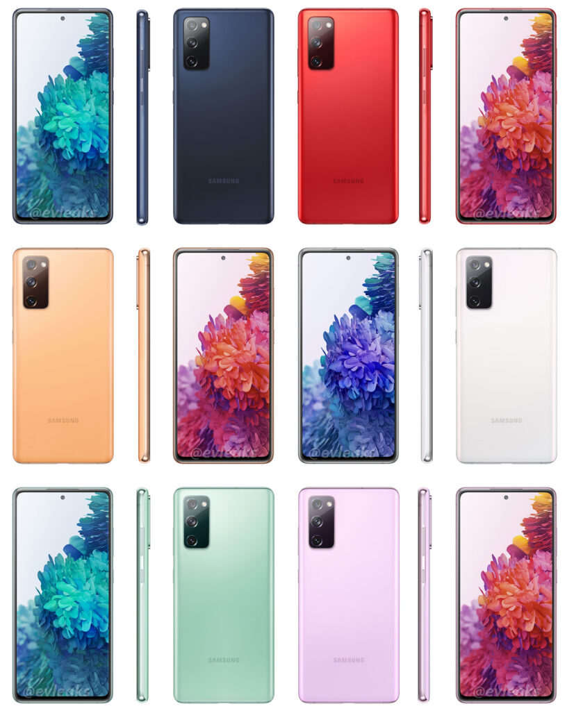 samsung galaxy s20 fe leaked six color variants