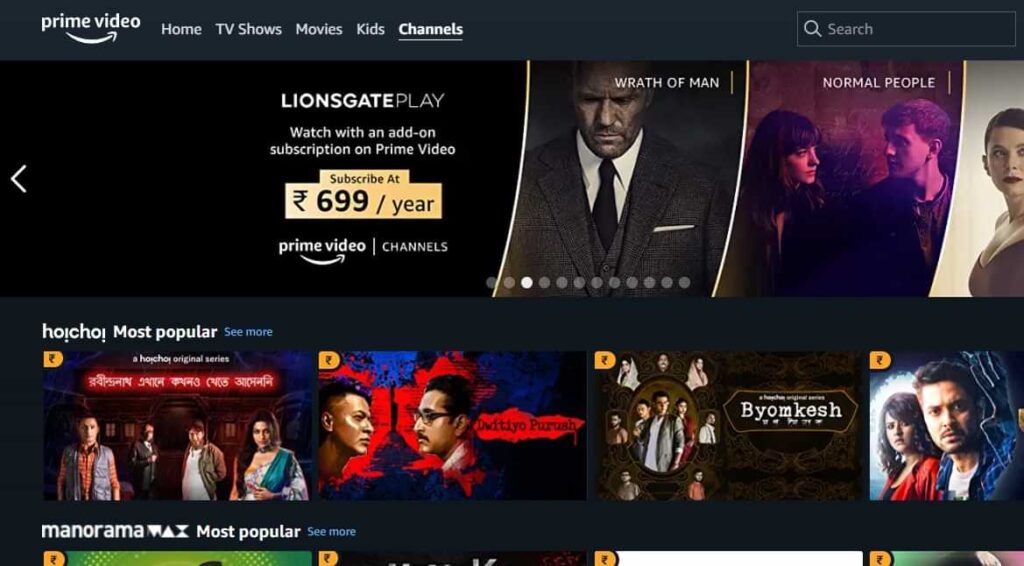 amazon prime video channels